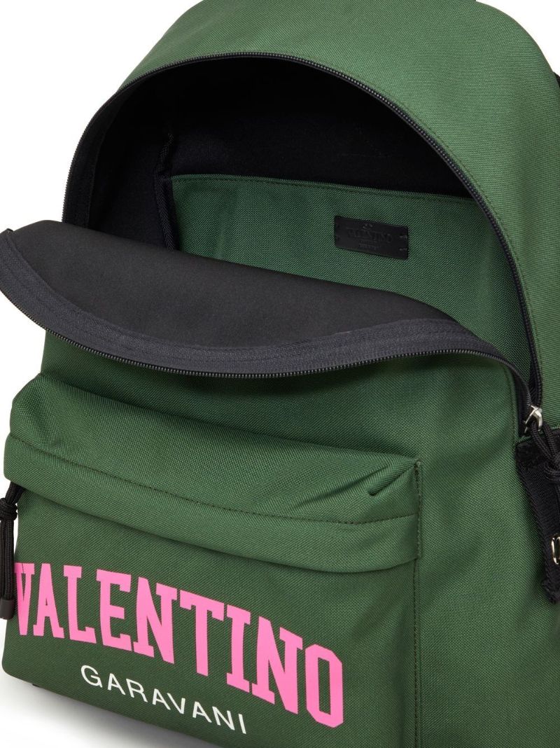 Green Logo Print Backpack