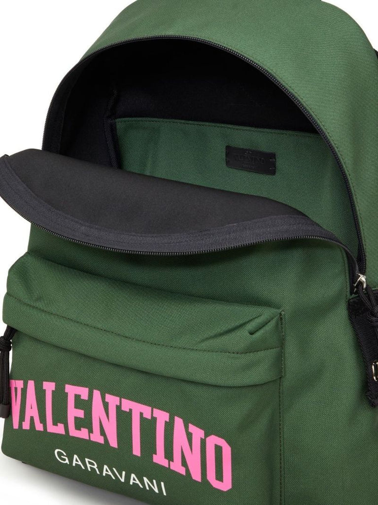 Green Logo Print Backpack