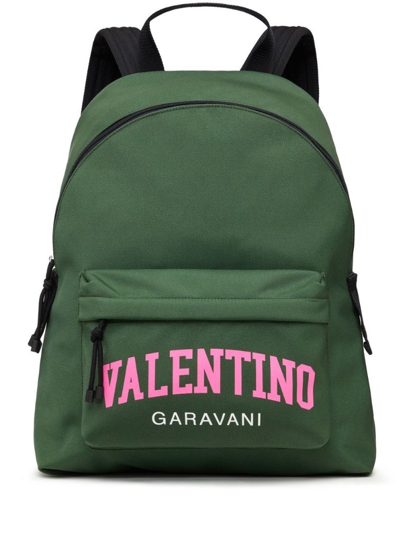 Green Logo Print Backpack