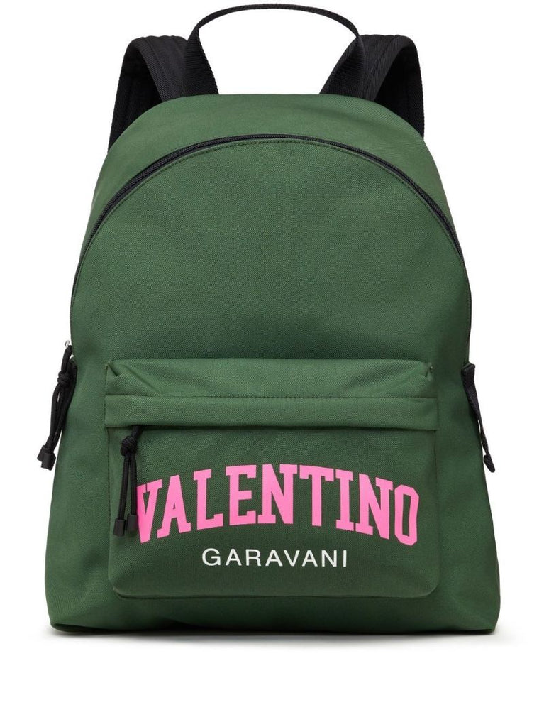 Green Logo Print Backpack