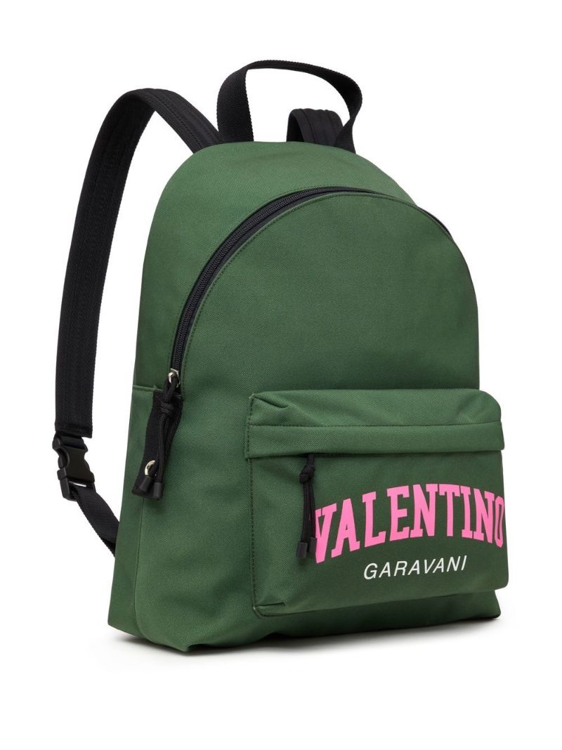 Green Logo Print Backpack