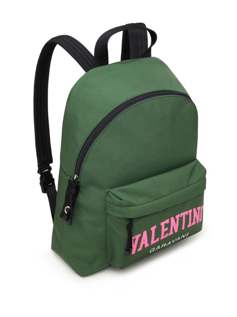 Green Logo Print Backpack