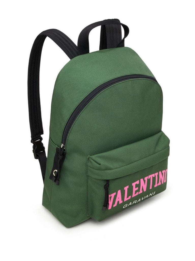 Green Logo Print Backpack