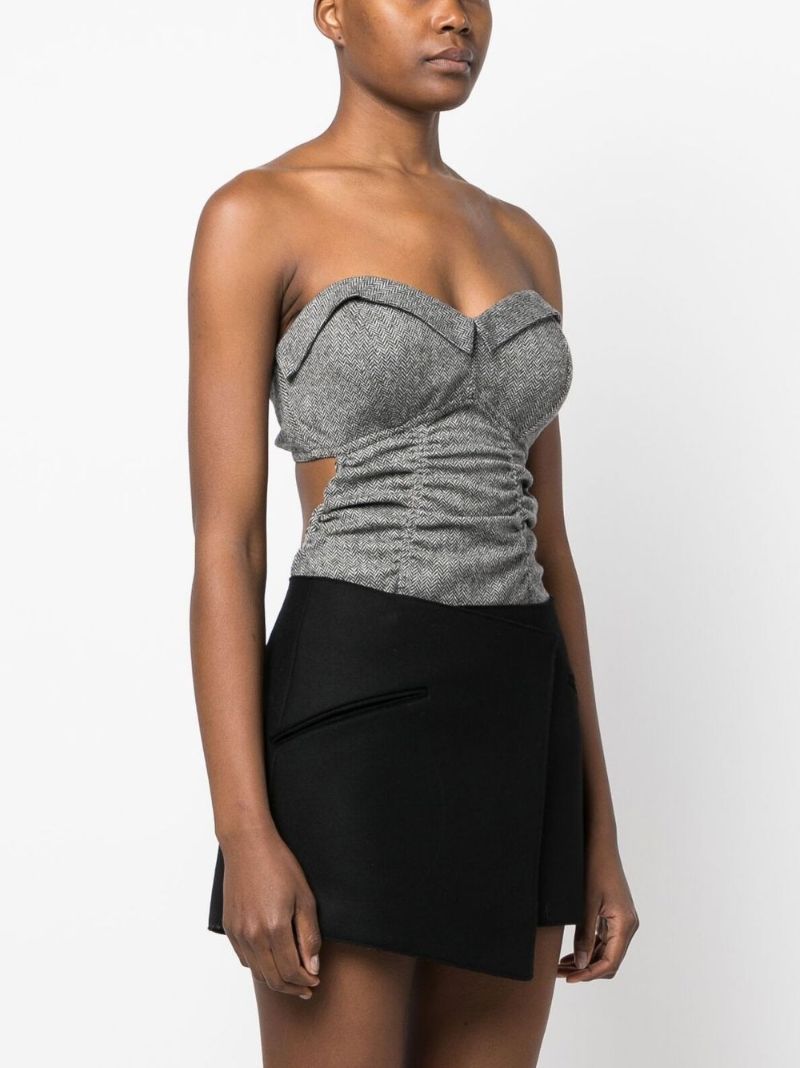 Grey Herringbone Wool Bodysuit