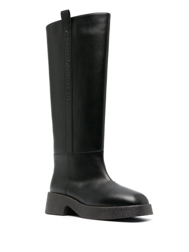 Black Faux Leather Knee-high Boots