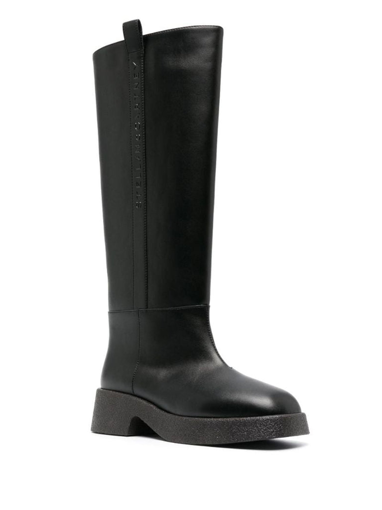 Black Faux Leather Knee-high Boots