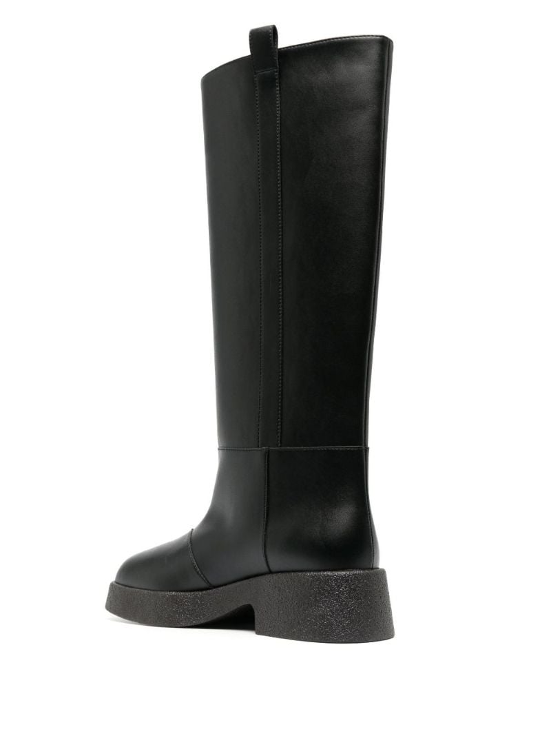 Black Faux Leather Knee-high Boots