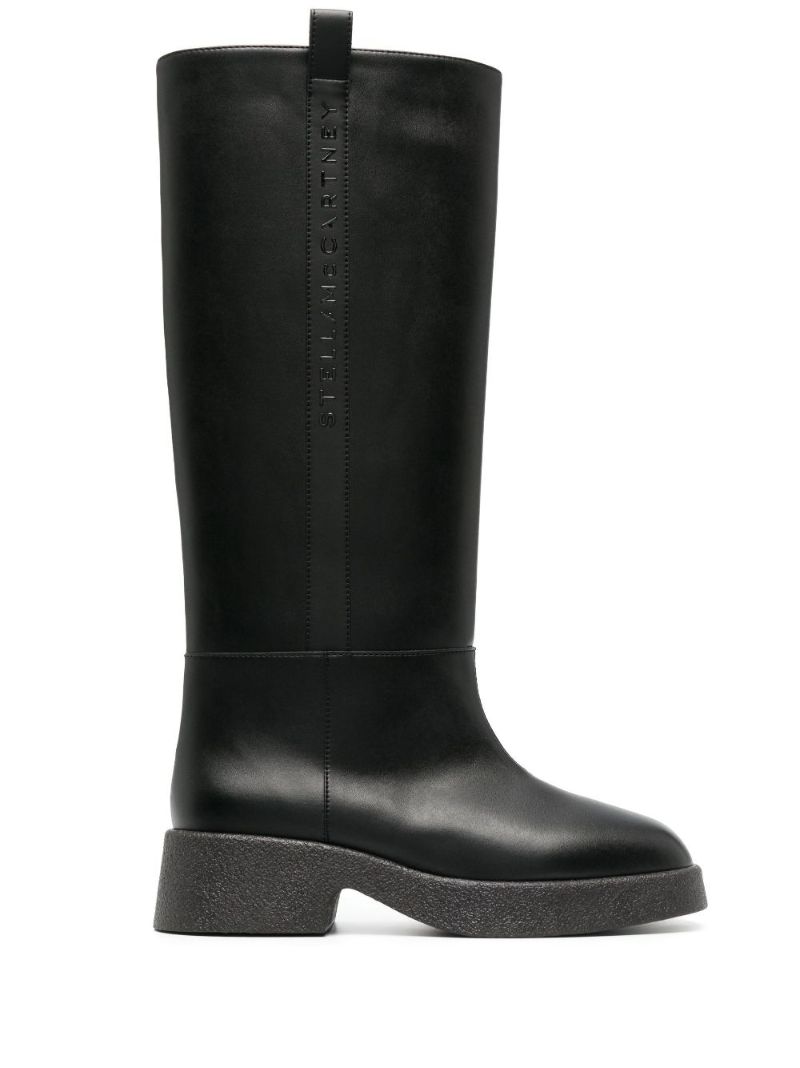 Black Faux Leather Knee-high Boots