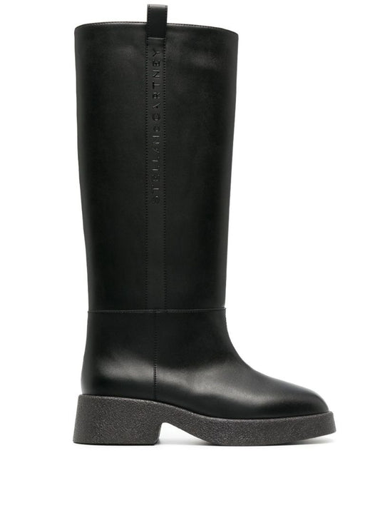 Black Faux Leather Knee-high Boots