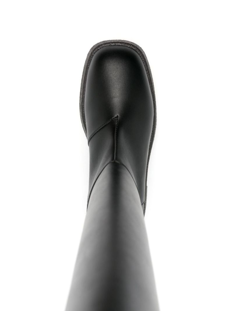 Black Faux Leather Knee-high Boots