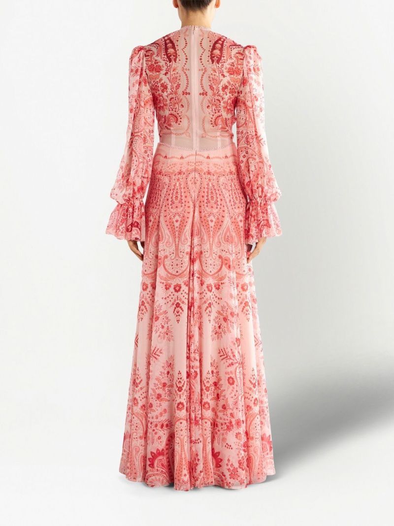 Red Paisley Print Maxi Dress