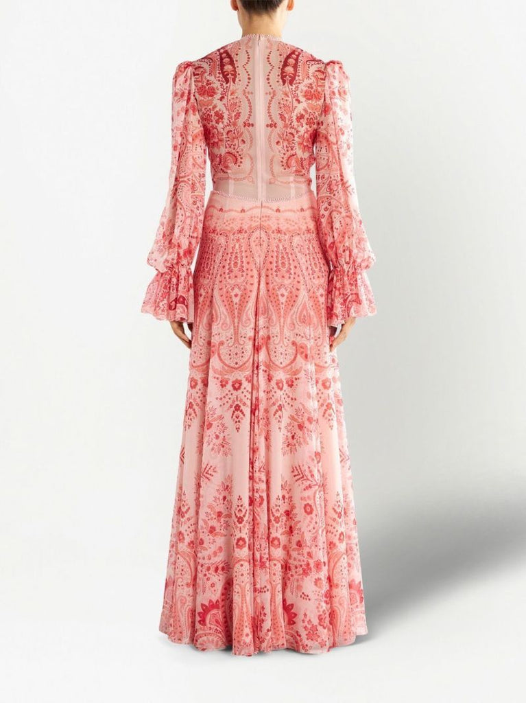 Red Paisley Print Maxi Dress