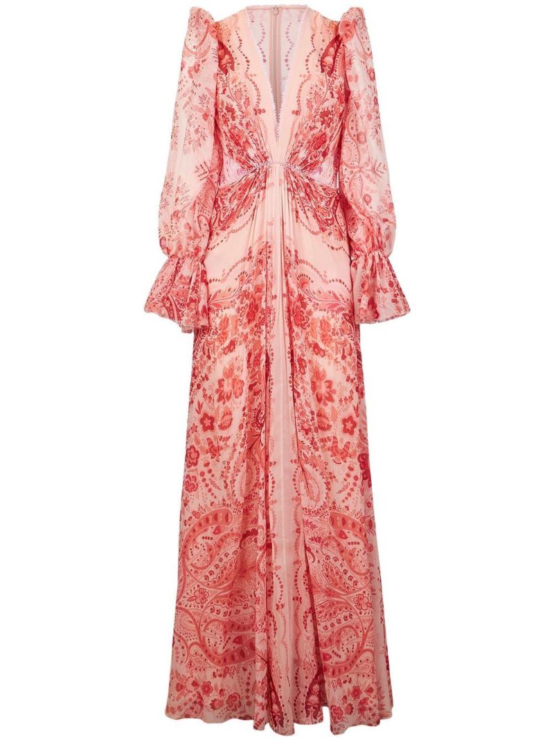 Red Paisley Print Maxi Dress
