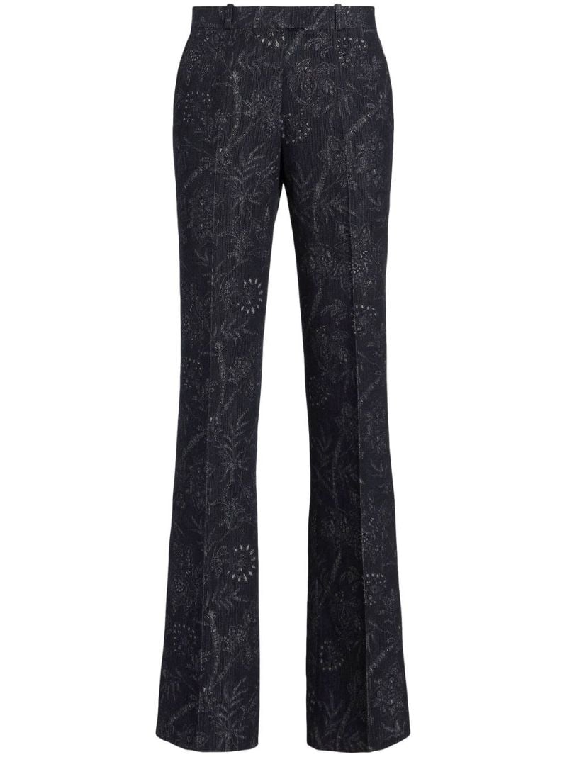 Black Paisley Print Bootcut Trousers