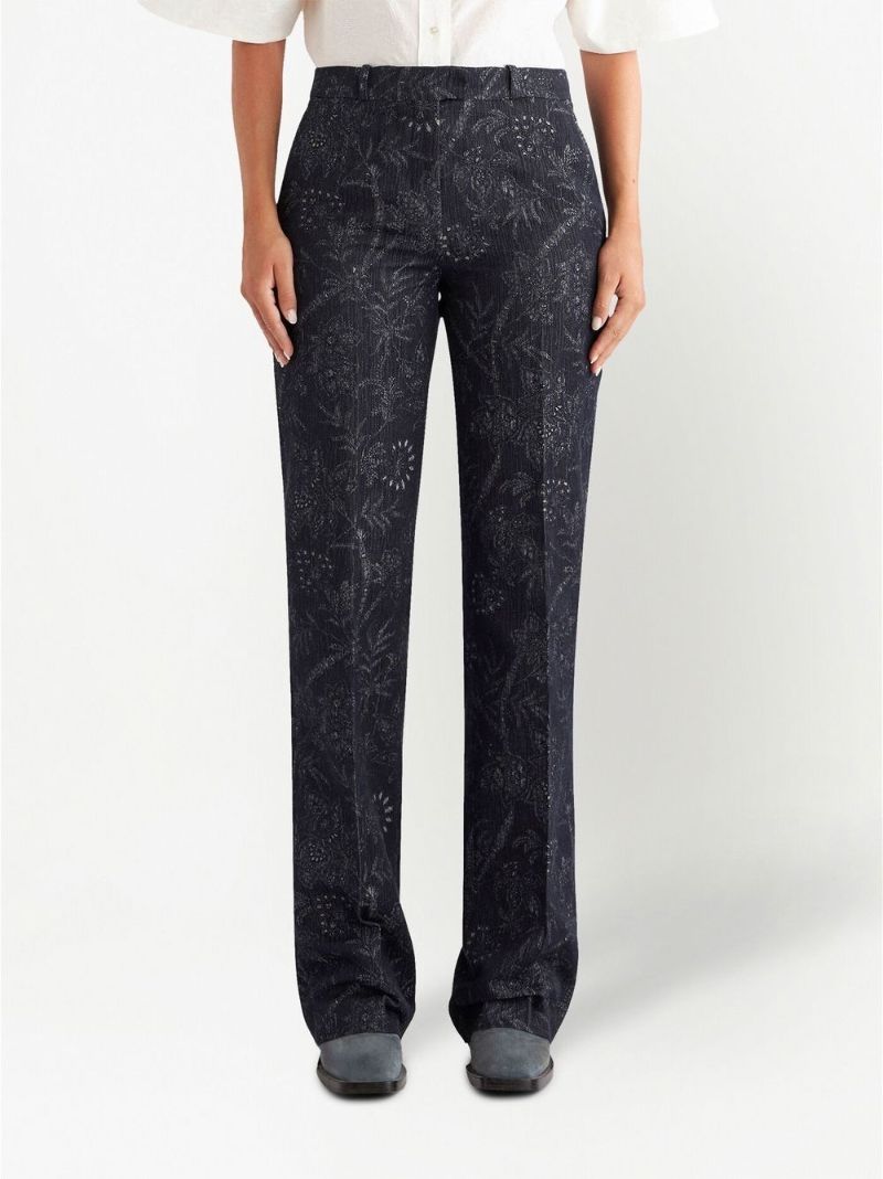 Black Paisley Print Bootcut Trousers