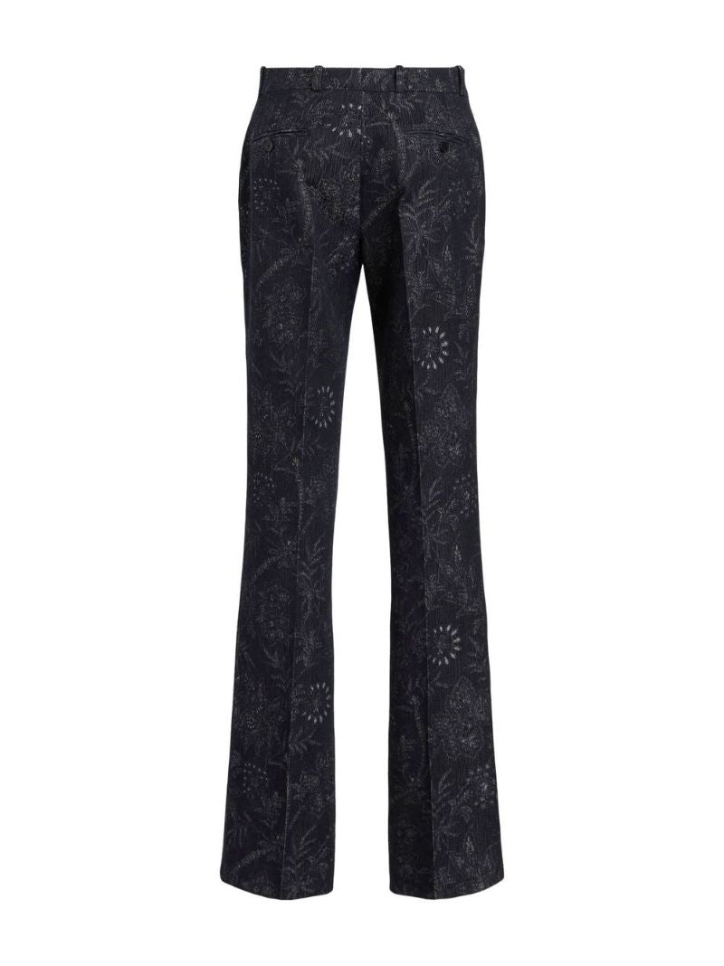 Black Paisley Print Bootcut Trousers