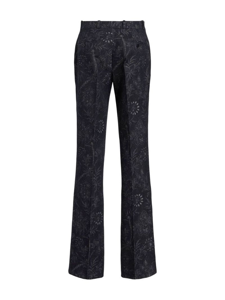 Black Paisley Print Bootcut Trousers