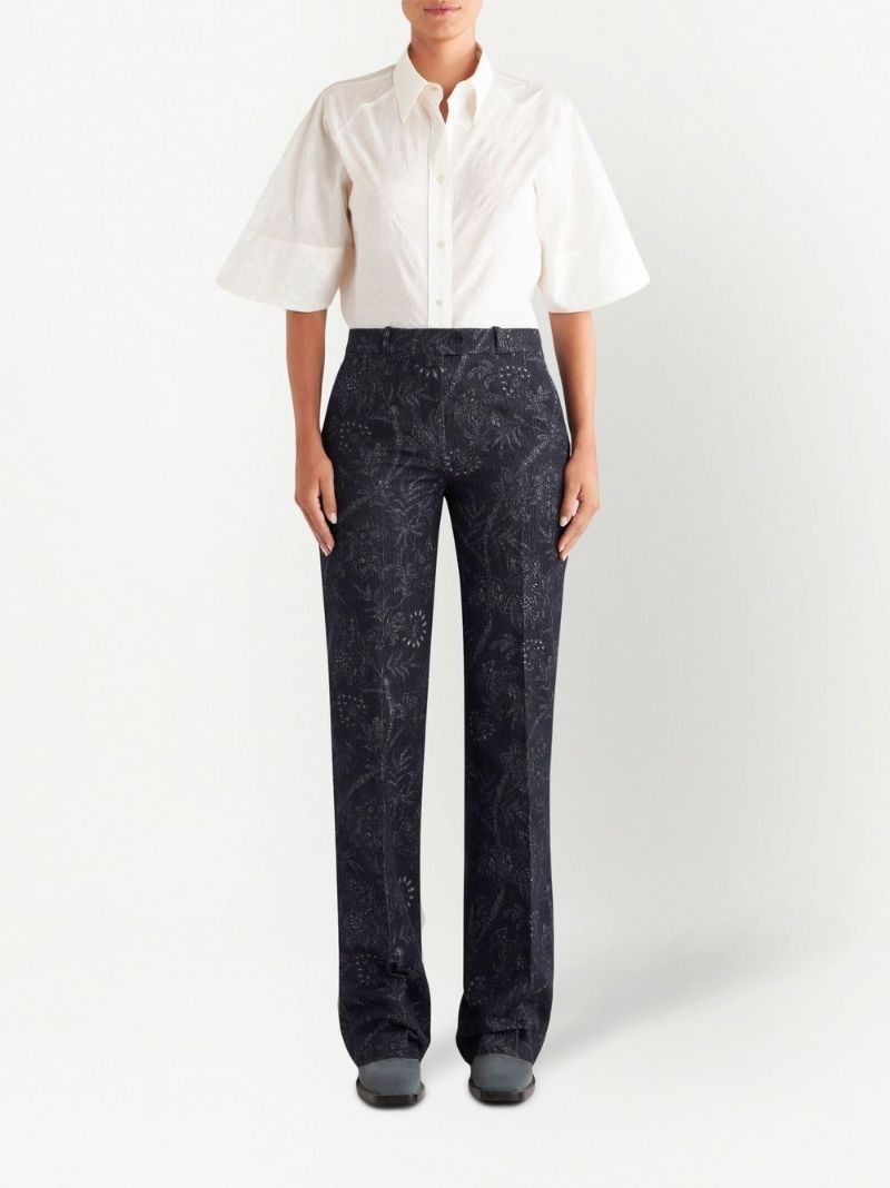 Black Paisley Print Bootcut Trousers