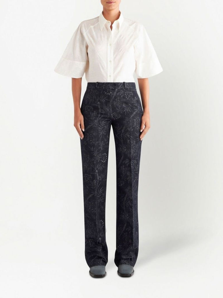 Black Paisley Print Bootcut Trousers