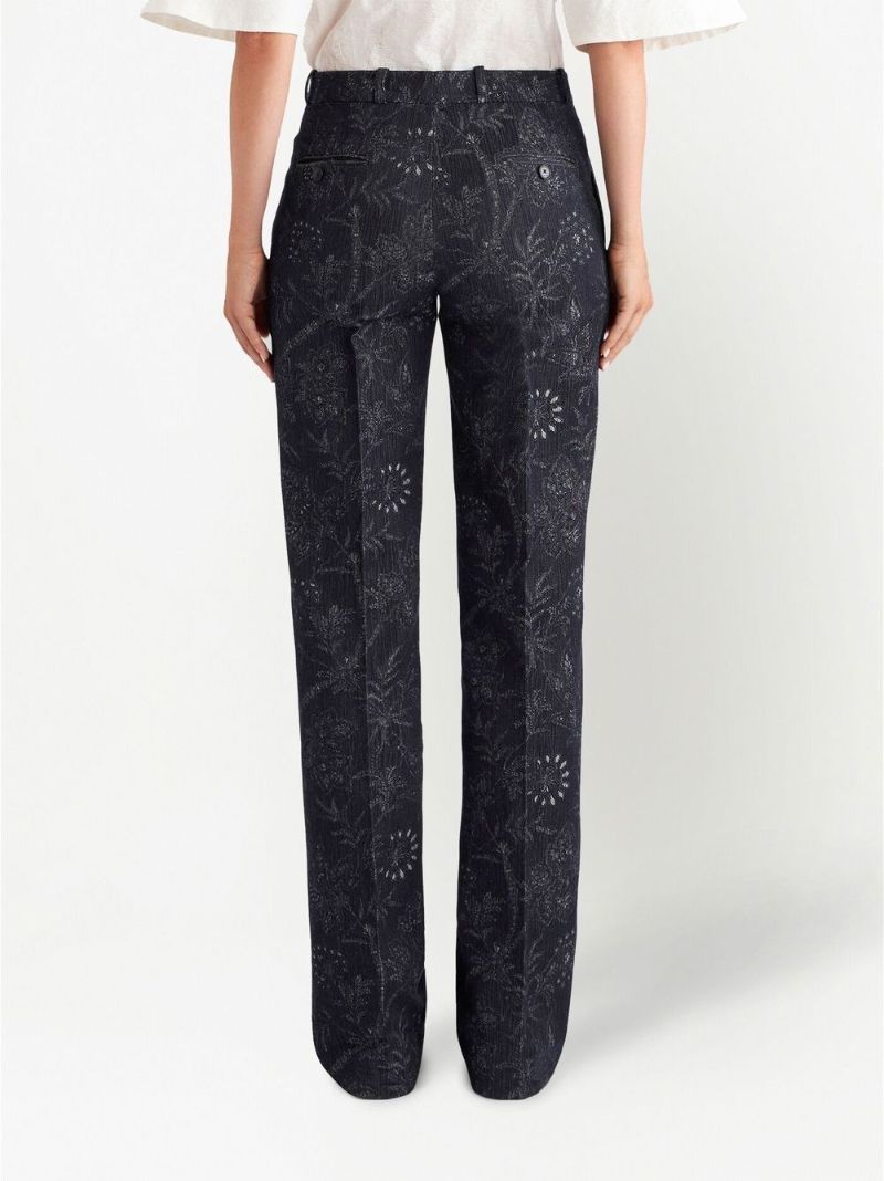 Black Paisley Print Bootcut Trousers