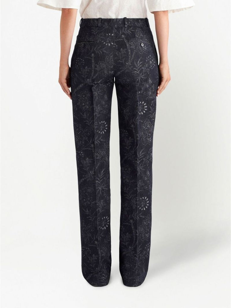 Black Paisley Print Bootcut Trousers