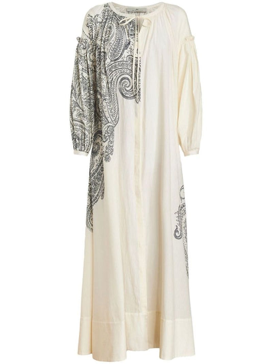 White Paisley Print Dress