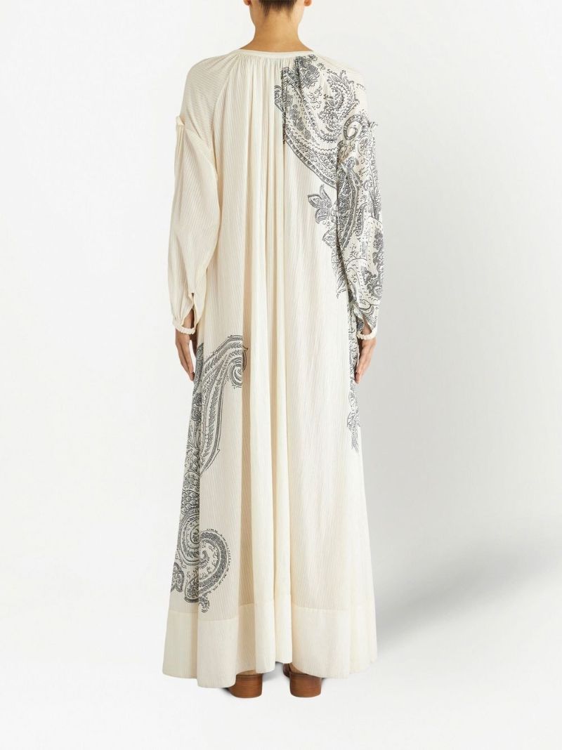 White Paisley Print Dress