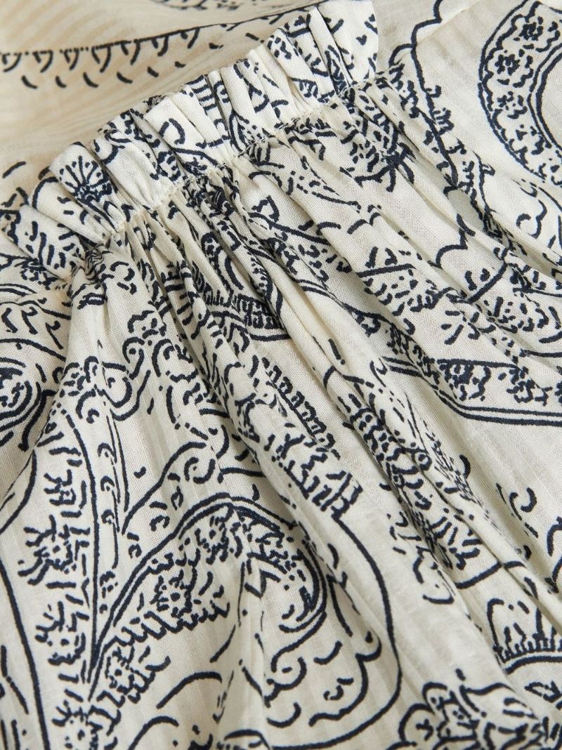 White Paisley Print Dress