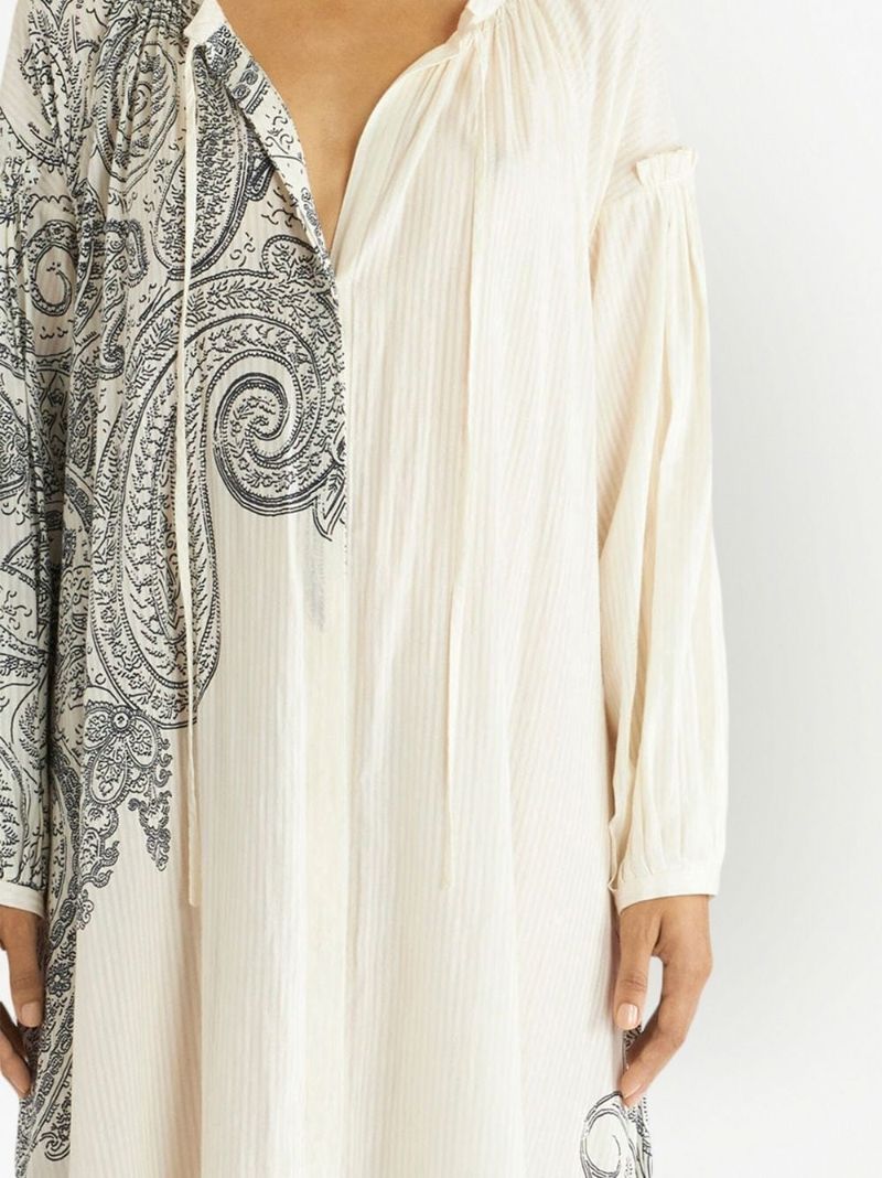 White Paisley Print Dress