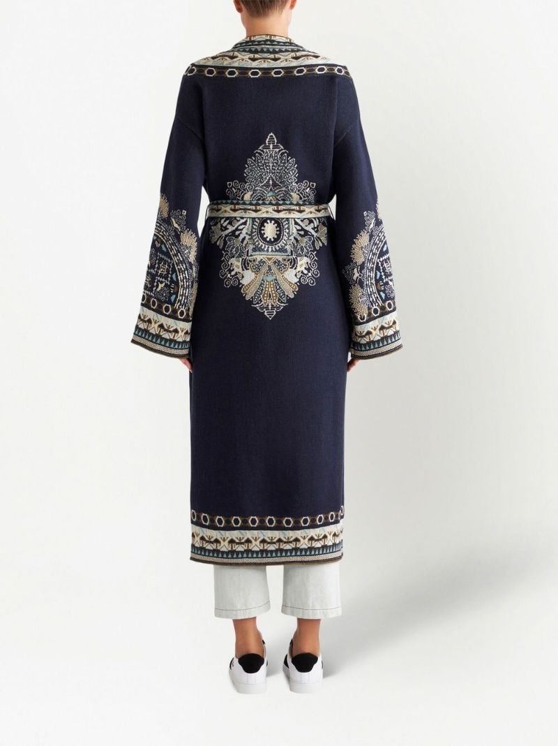 Blue Jacquard Cardigan Coat