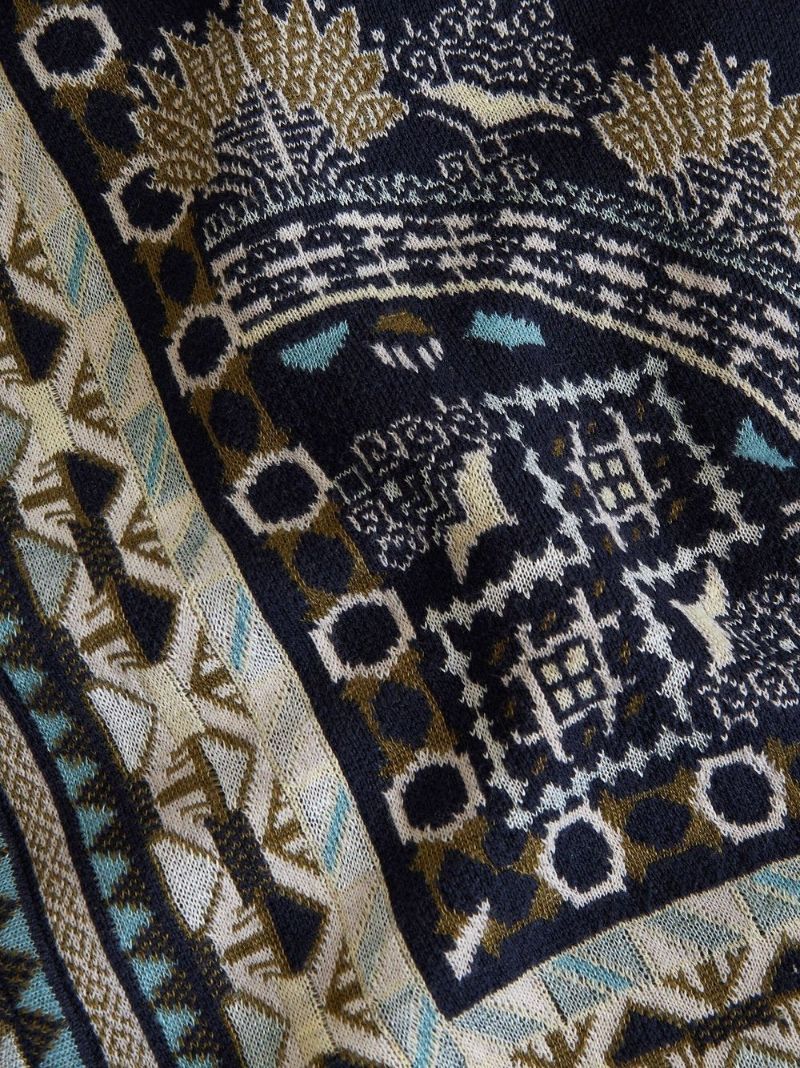 Blue Jacquard Cardigan Coat