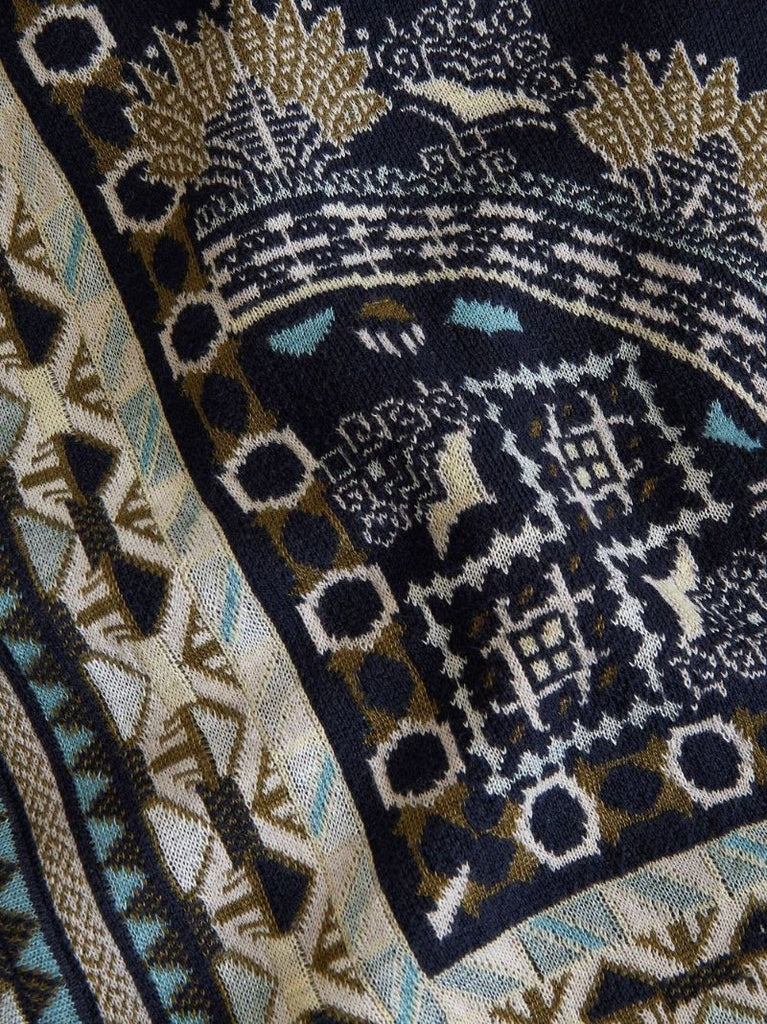 Blue Jacquard Cardigan Coat