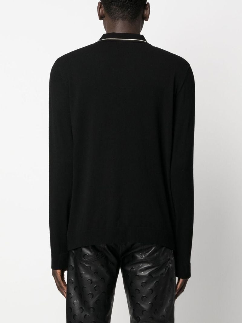 Black Royal Moon Carreaux Knit Polo Shirt