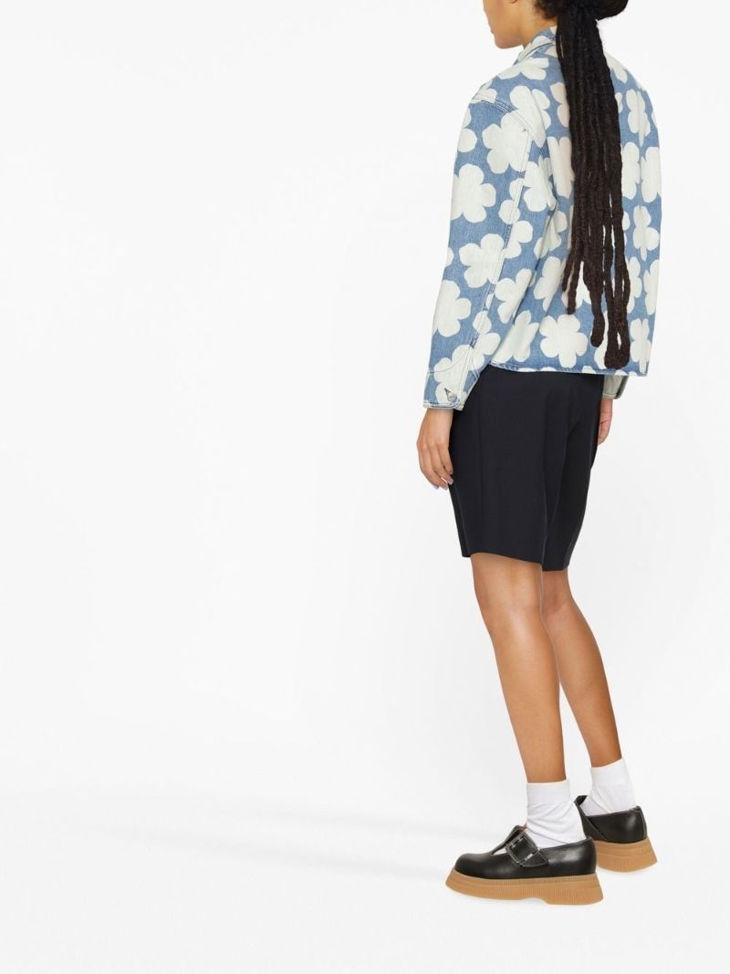 Blue Hana Floral Print Denim Shirt