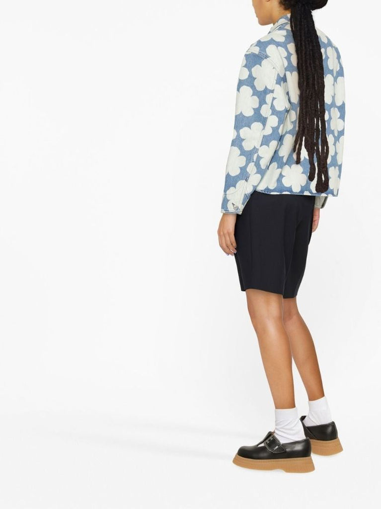 Blue Hana Floral Print Denim Shirt