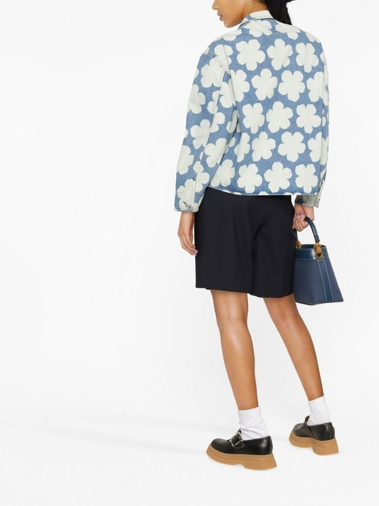 Blue Hana Floral Print Denim Shirt