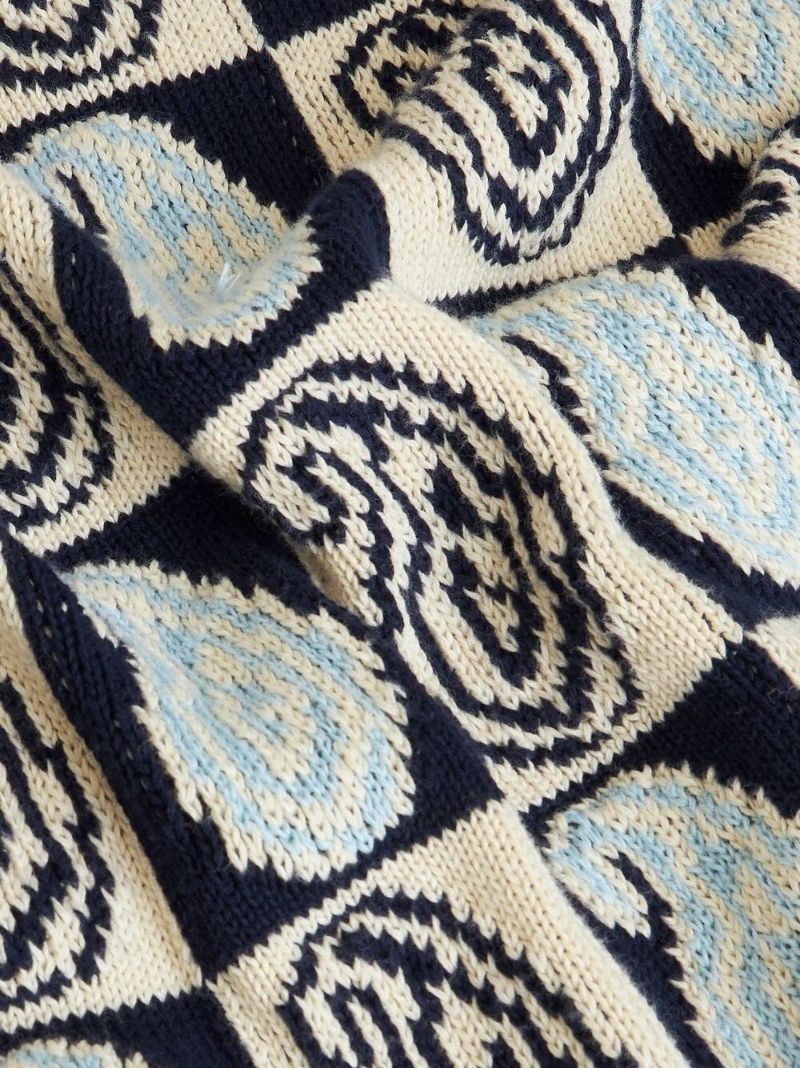 Blue Paisley-jacquard Sweater