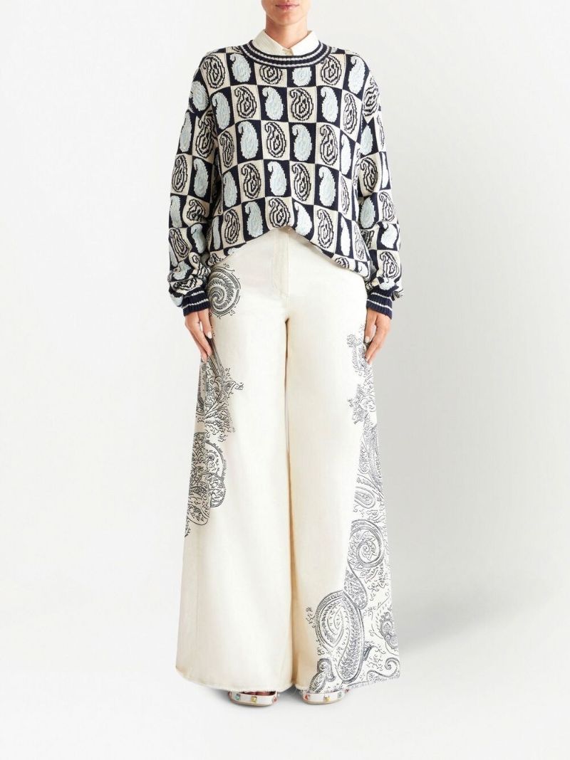 Blue Paisley-jacquard Sweater