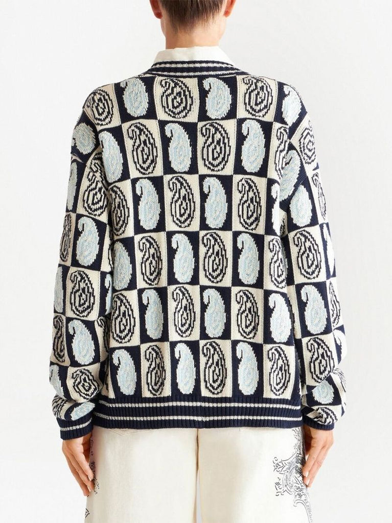Blue Paisley-jacquard Sweater