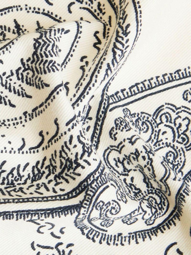 White Paisley Print Wide-leg Jeans