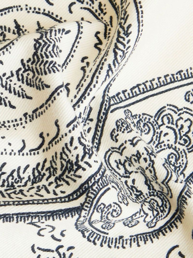 White Paisley Print Wide-leg Jeans