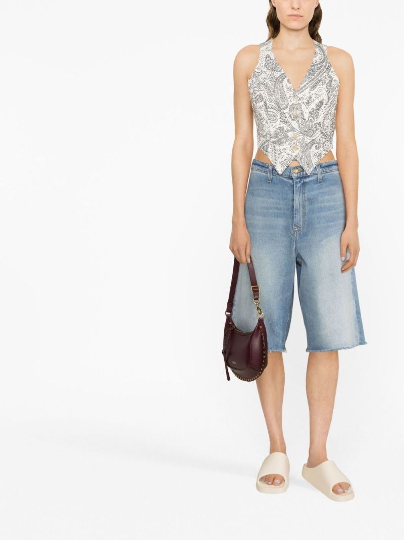 White Paisley Print Buttoned Waistcoat