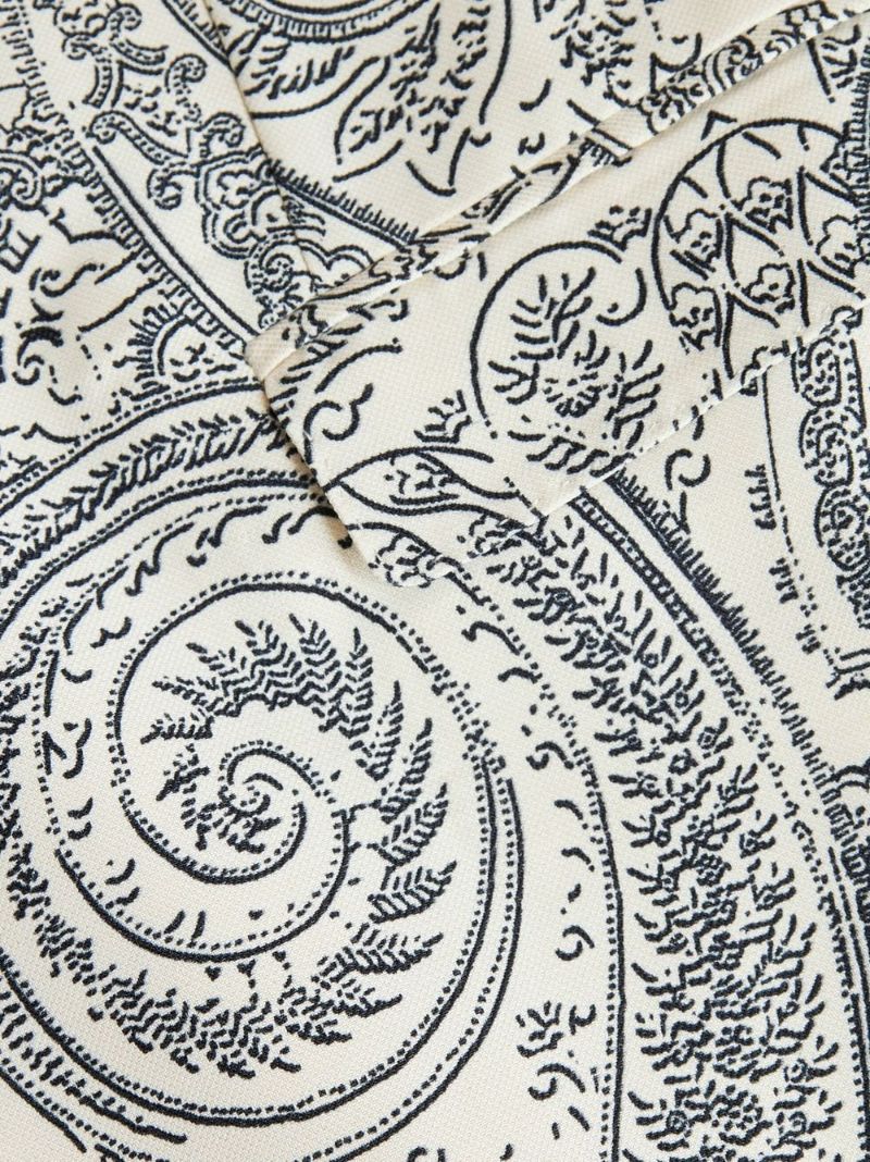 White Paisley Print Single-breasted Blazer