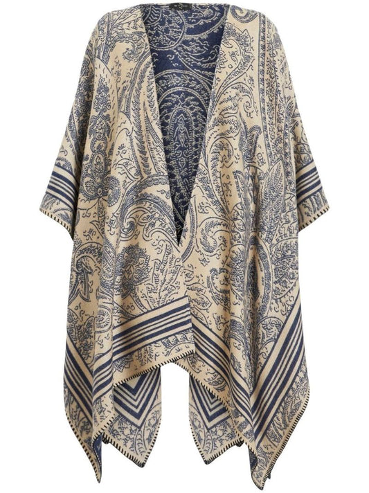 Neutral Paisley Print Cape