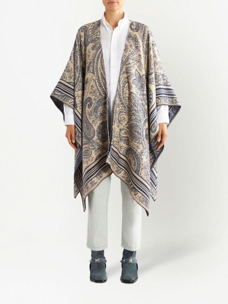 Neutral Paisley Print Cape