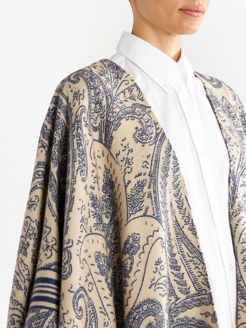 Neutral Paisley Print Cape