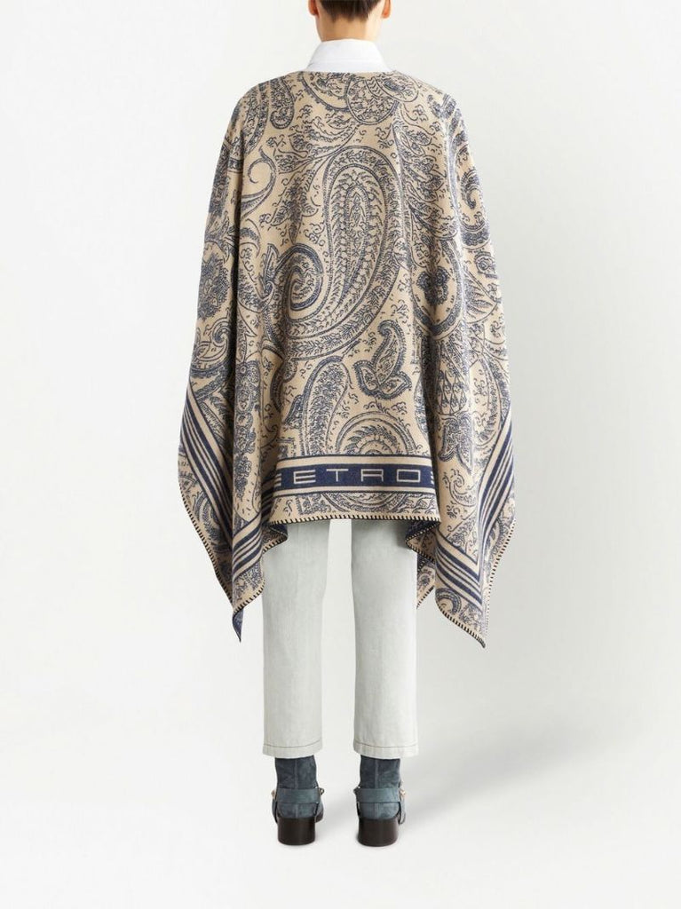 Neutral Paisley Print Cape