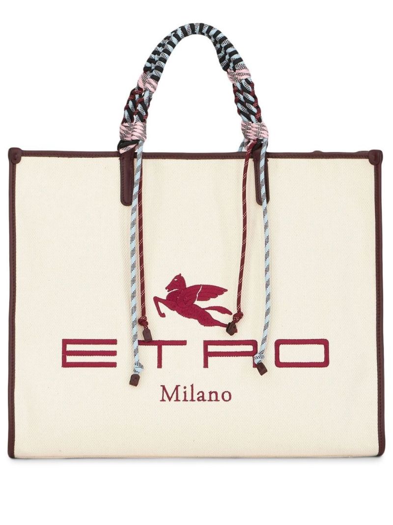 Neutral Logo Embroidered Tote Bag