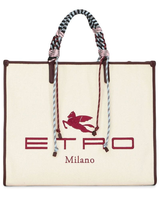 Neutral Logo Embroidered Tote Bag
