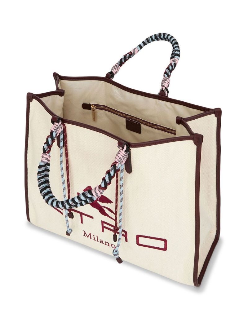 Neutral Logo Embroidered Tote Bag